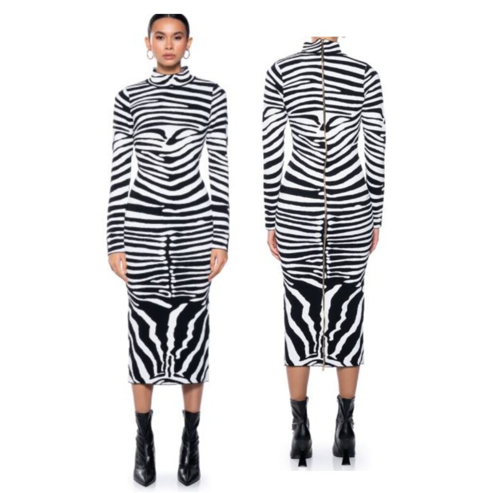 Zebra knit dress